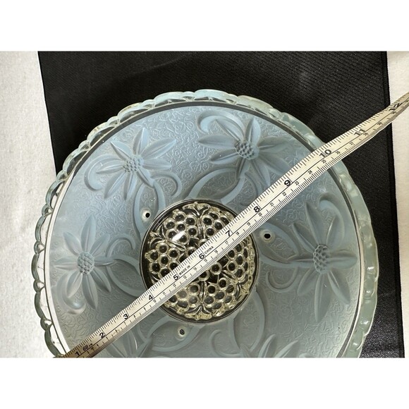 VINTAGE ART DECO STYLE GLASS DOME CEILING LAMP SHADE - 10" WIDE 3 HOLE HANGING - Picture 7 of 7